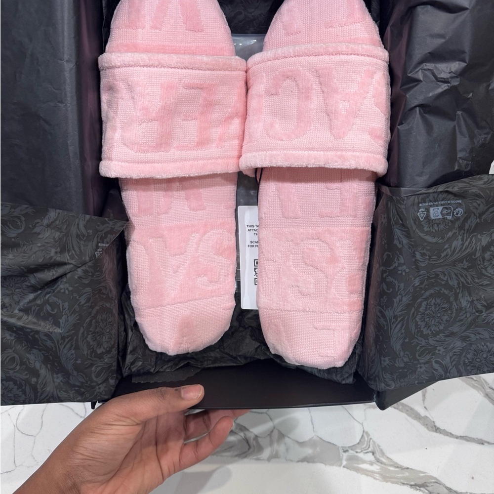 Versace Soft Pink Slippers - Picture 2 of 9